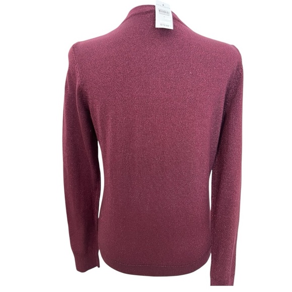 Ann Taylor Burgundy Metallic Cardigan with Jeweled Buttons - Picture 3 of 4